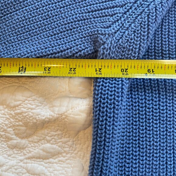 Talbots Cotton Knit Sweater Mock Neck Ribbed Pullover Casual Blue XL long sleeve - Picture 2 of 8